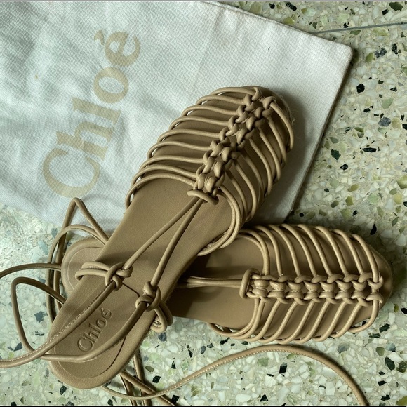 Chloé authentic espadrille strappy gladiator sandals real leather worn once - Picture 2 of 8